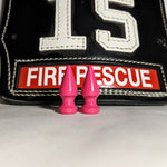 Pink 100% brass Bourke Spikes fire helmet, hardcore hardware, Leather